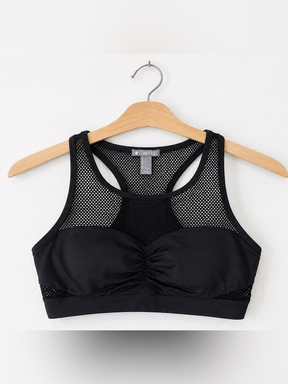 Forever 21 Black Mesh High-Neck Sports Bra